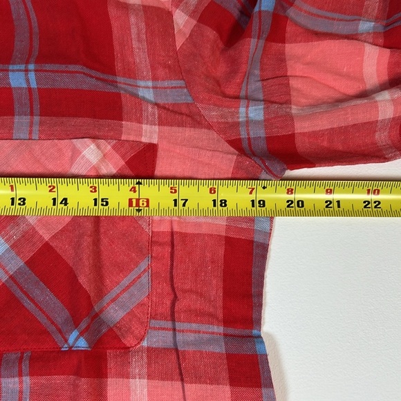 Sanctuary Linen Blend Plaid Button Down Shirt - XSP - Picture 5 of 8